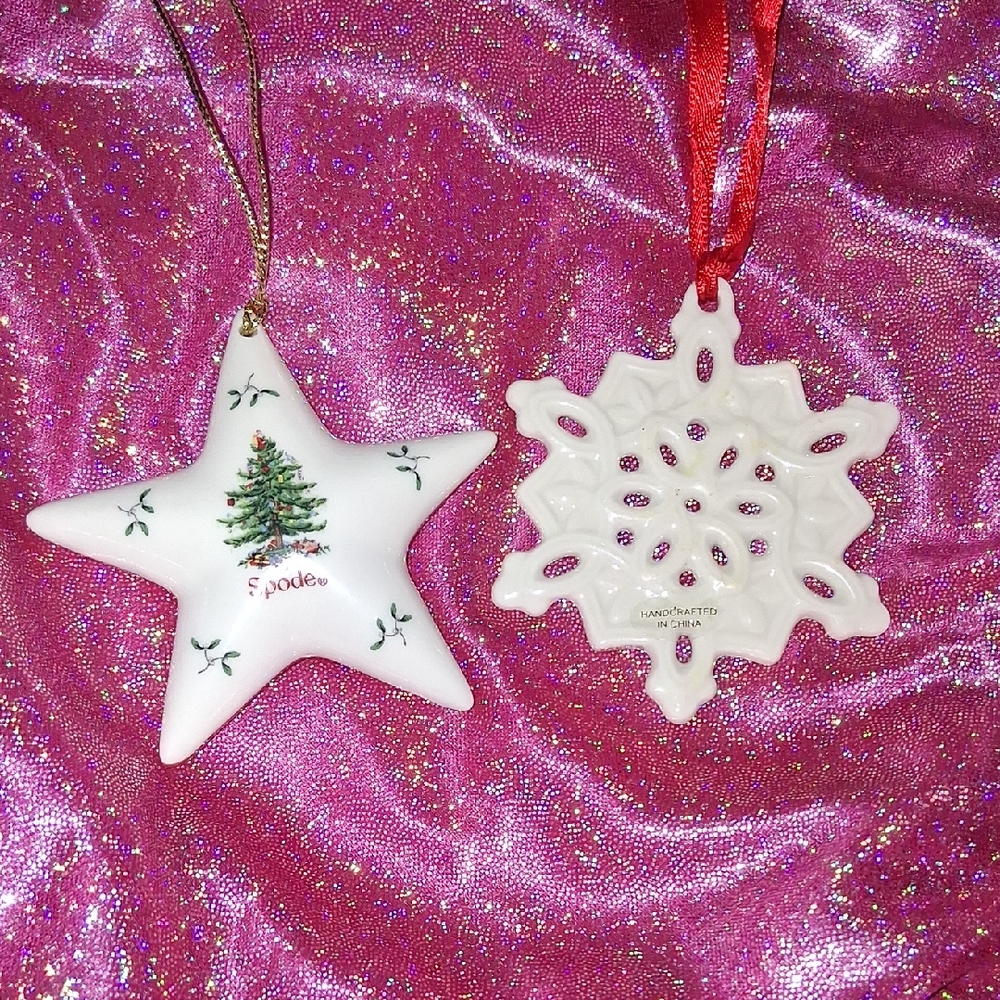 Festive White Star and Snowflake Ornament Set